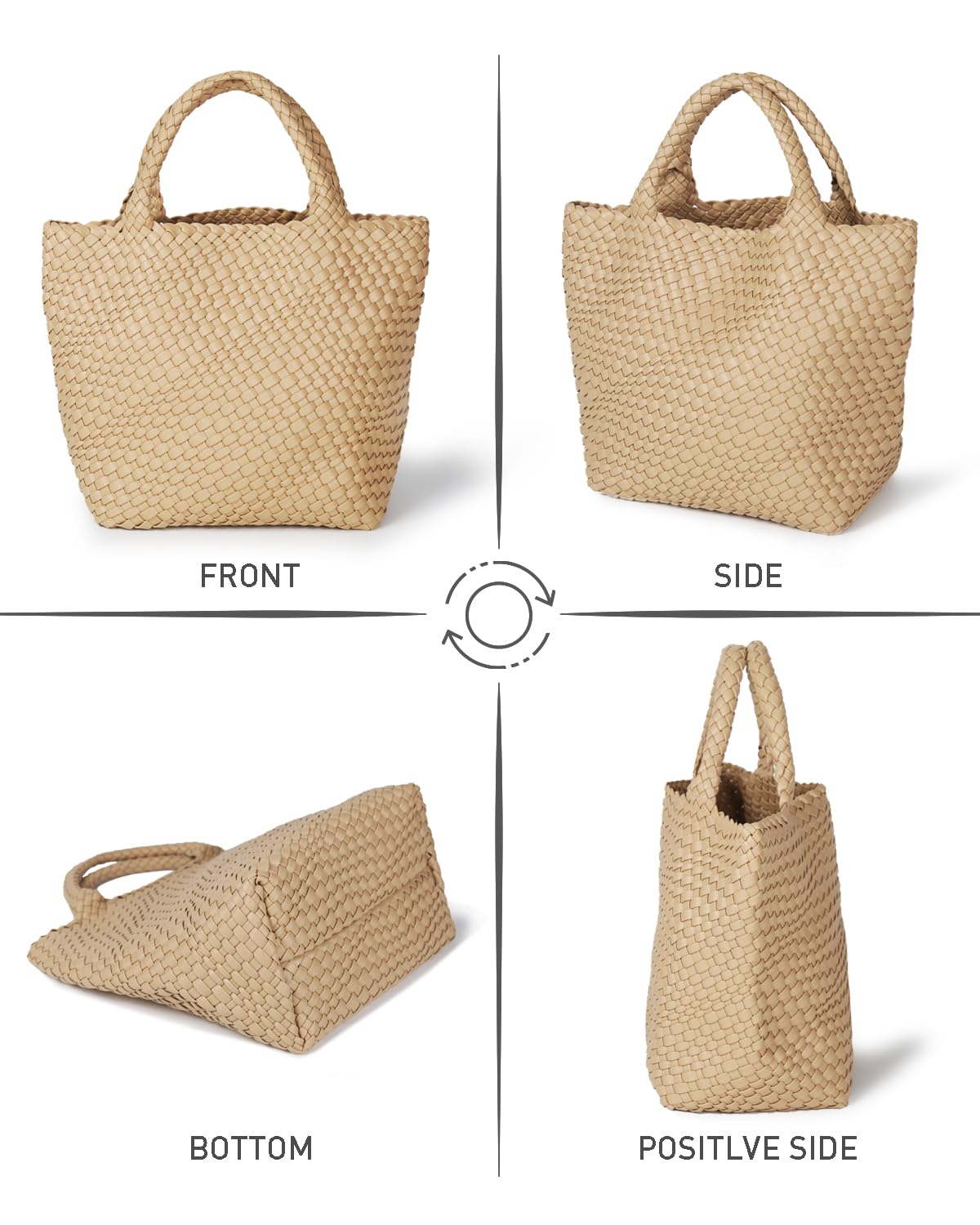 Eco-Friendly Vegan Leather Tote Bag for Women - Large Woven Shoulder Bag with Purse, Perfect for Beach, Travel, Work & Daily Use