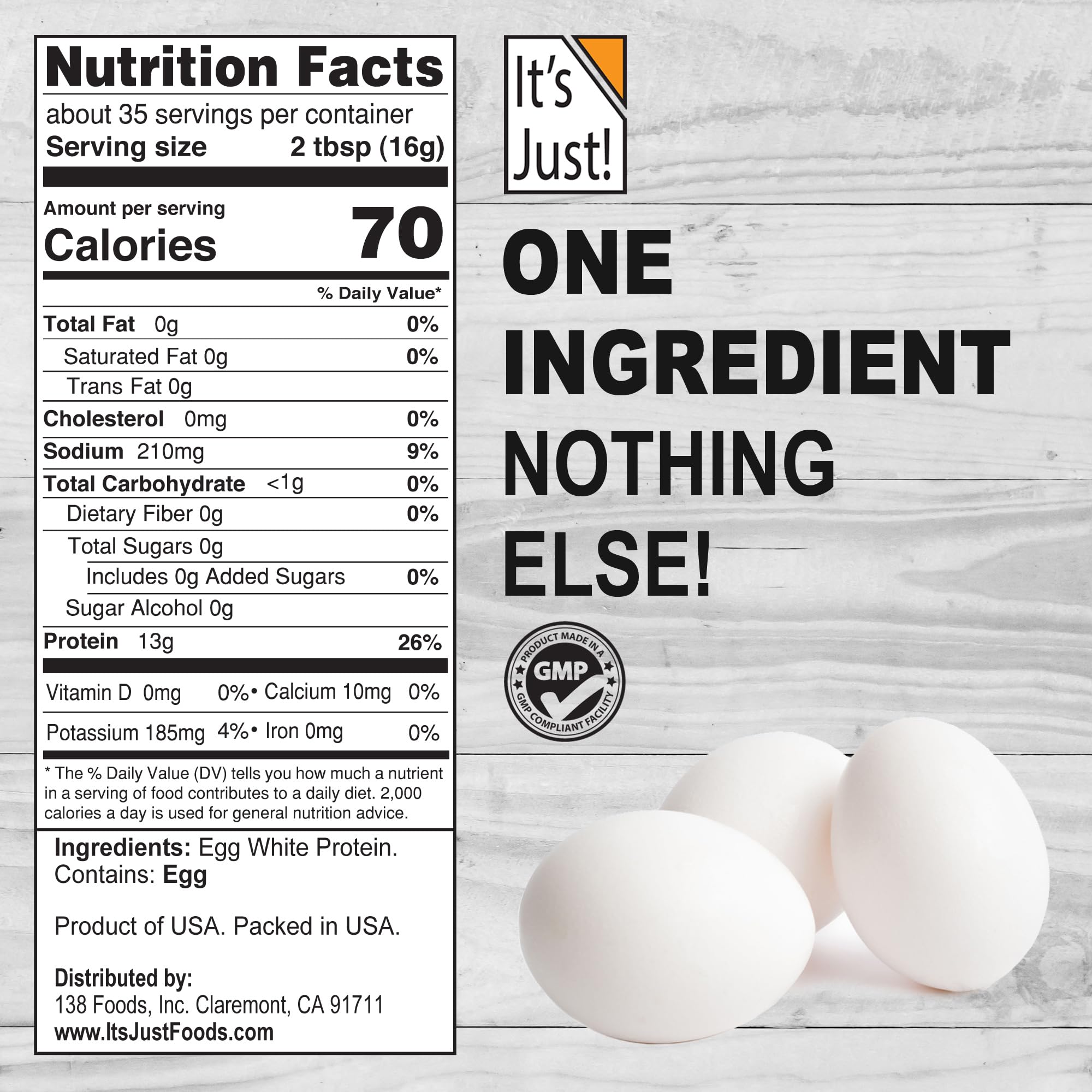 Unflavored Egg White Protein Powder - 20oz | Non-GMO, USA Farms | Dried Egg Whites for Baking, Smoothies & Protein Shakes | Perfect for Meringues, Fitness & Keto Diets