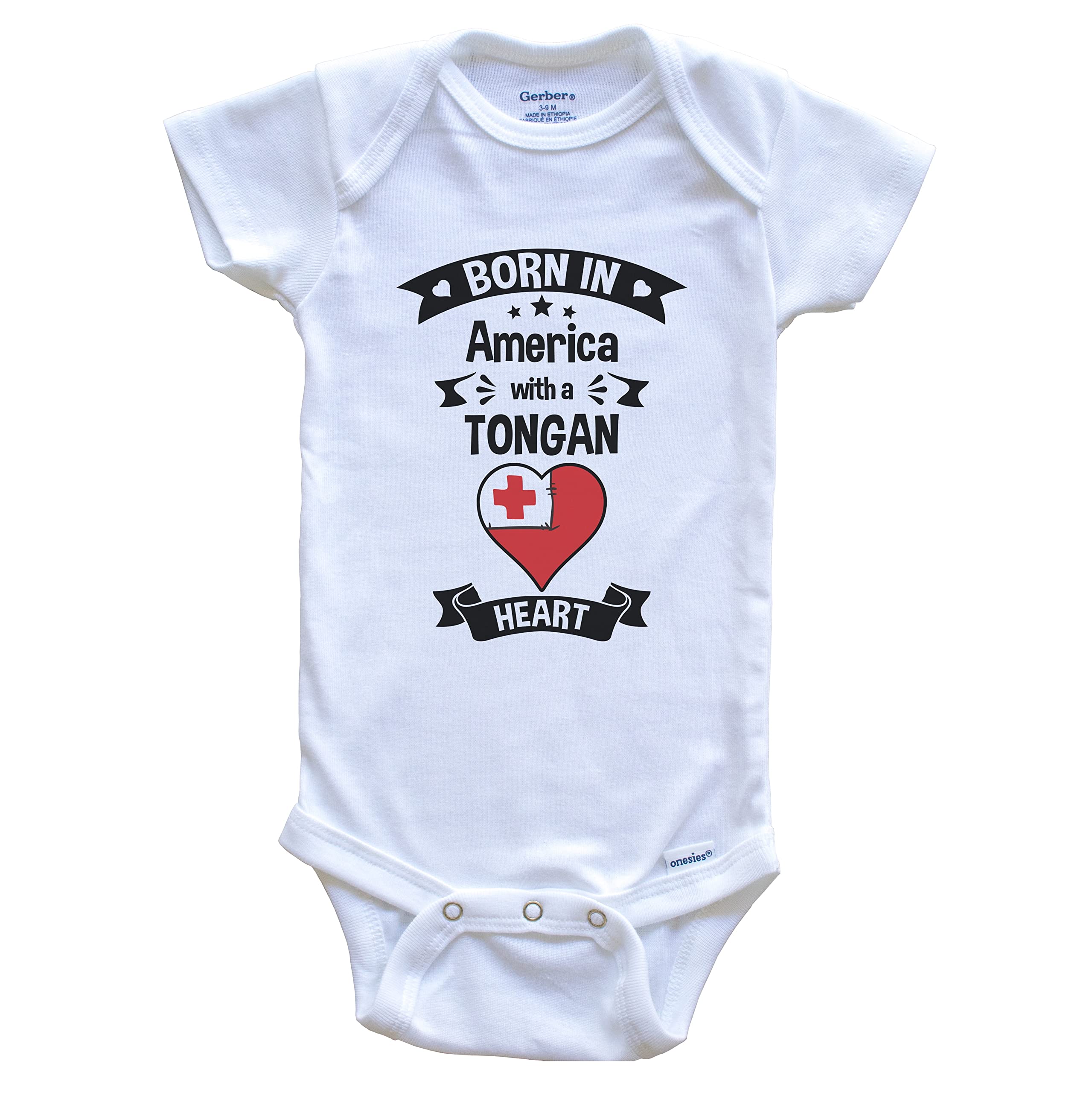 Born in America with A Tongan Heart One Piece Baby Bodysuit - Soft Cotton Infant Onesie for Newborns & Toddlers - Perfect for Family Photos, Cultural Celebrations & Everyday Wear
