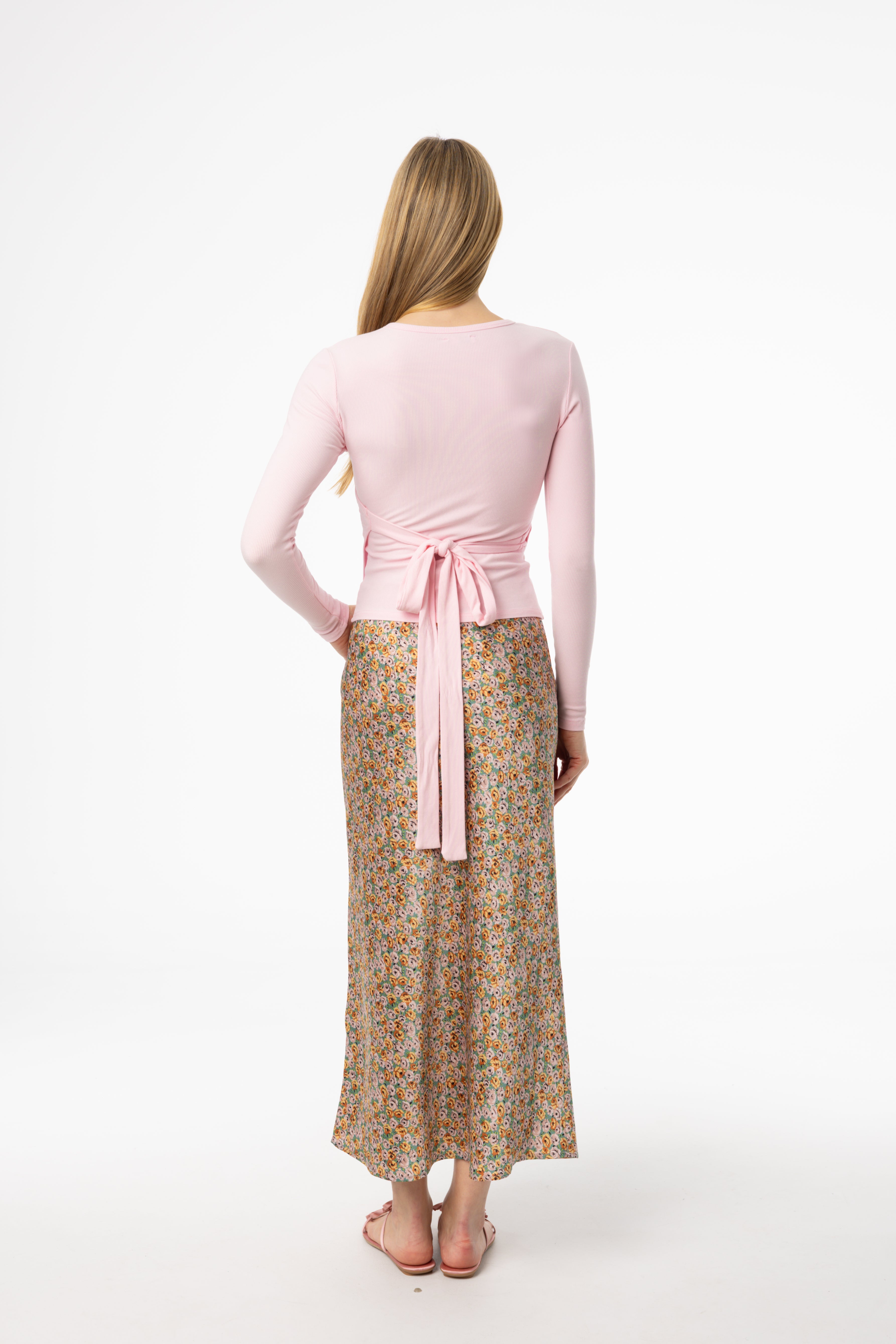 Green Floral Printed Slip Skirt - Women's Summer Midi Skirt with Elastic Waist | Perfect for Beach, Vacation & Boho Outfits