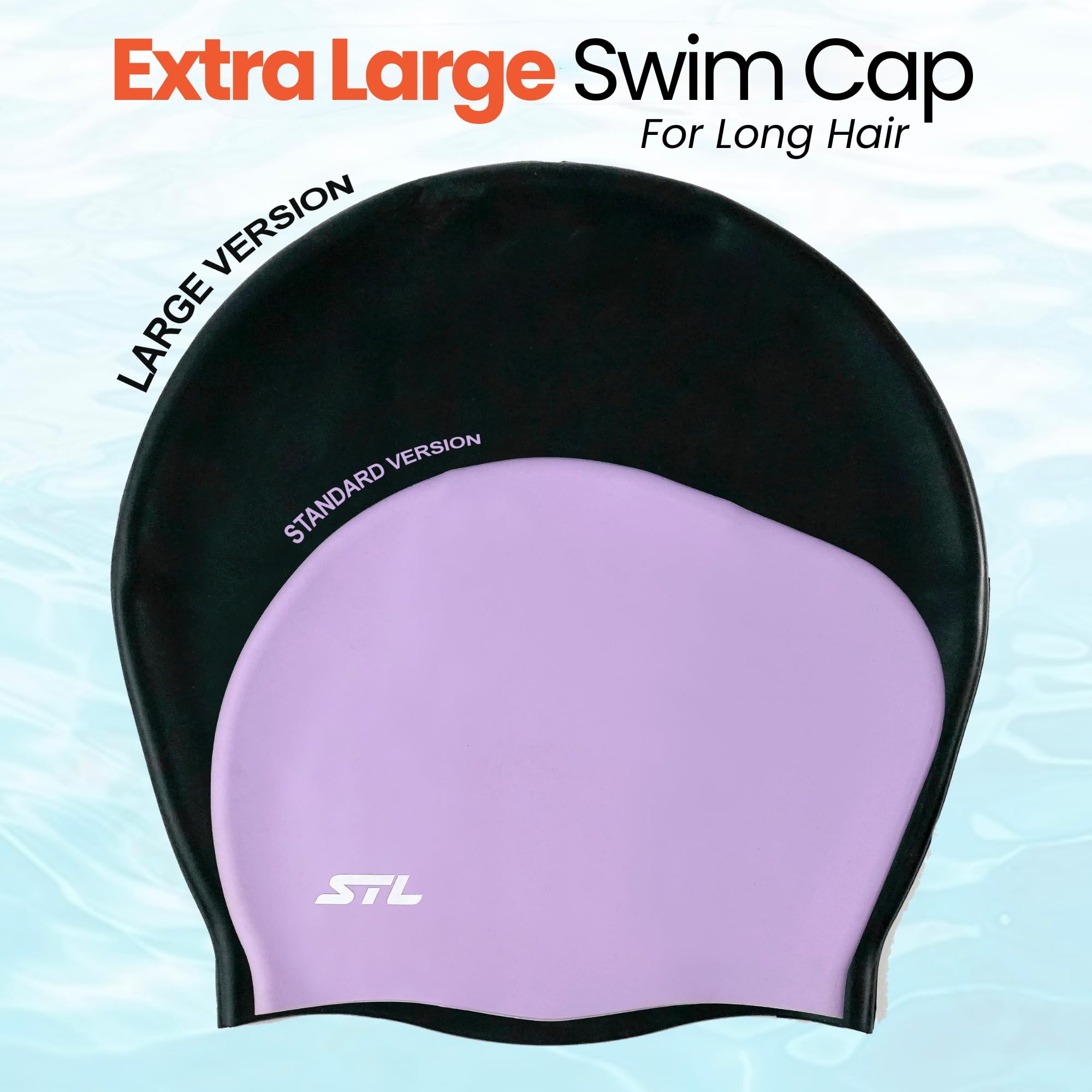 Extra Large Swim Cap for Braids & Dreadlocks - Waterproof Silicone Swimming Hat for Women & Men with Long Hair, Extensions, Weaves - Comfortable Ear Cover for Adults & Youth - Perfect for Pool, Beach & Water Aerobics