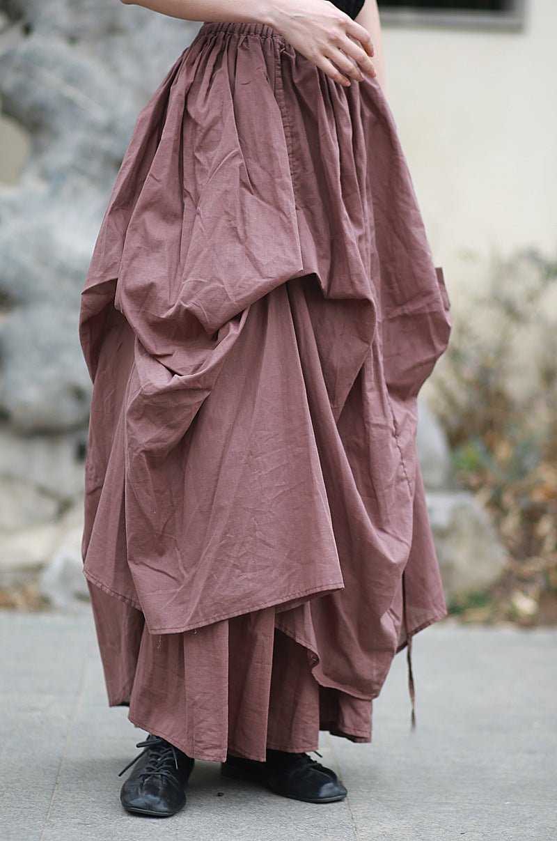 Stylish Irregular Pleated Maxi Skirt for Women - Ankle Length Boho Skirt with Unique Asymmetrical Hem - Perfect for Casual Outings, Beach Vacations & Summer Fashion