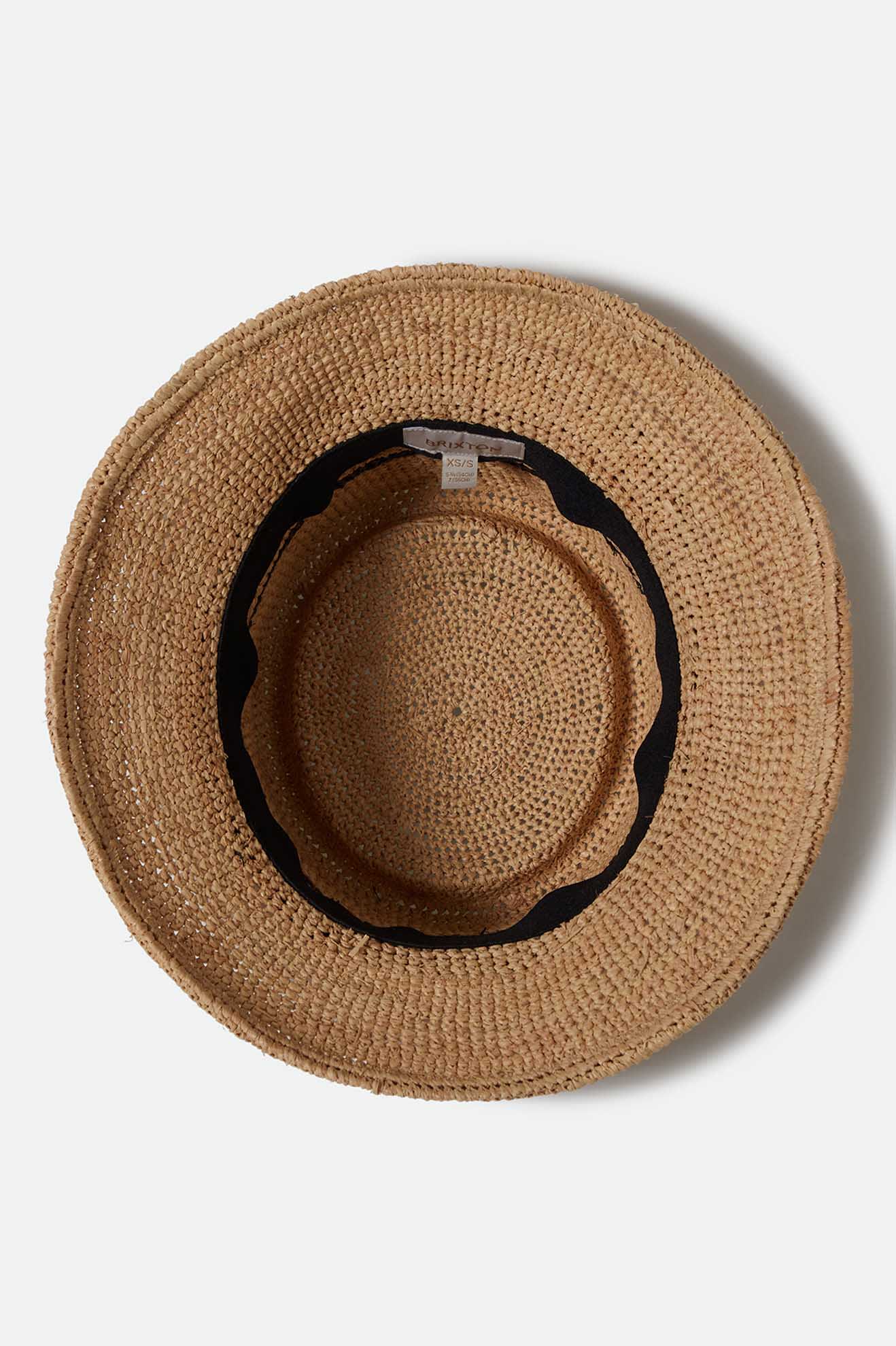 Ellee Straw Bucket Hat - Summer Beach Sun Hat for Women, Breathable Wide Brim UPF 50+ Sun Protection, Tan/Black - Perfect for Beach Vacations, Pool Parties & Outdoor Adventures