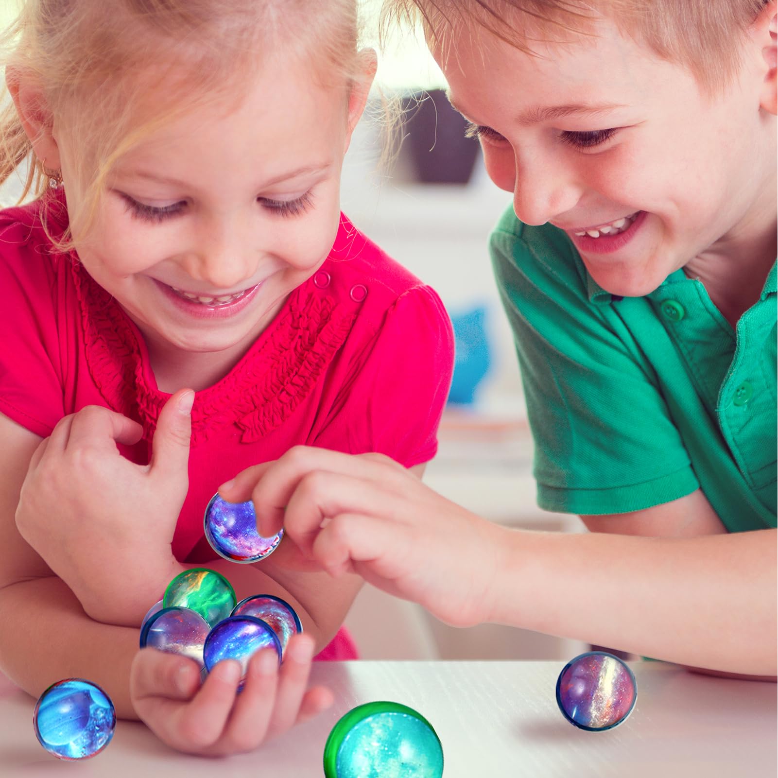 24PCS Galaxy Bouncy Balls Bulk - 32mm Space Theme Bouncy Balls for Kids Party Favors, Christmas Gift Bag Fillers - Perfect for Birthday Parties, Classroom Rewards & Space-Themed Events