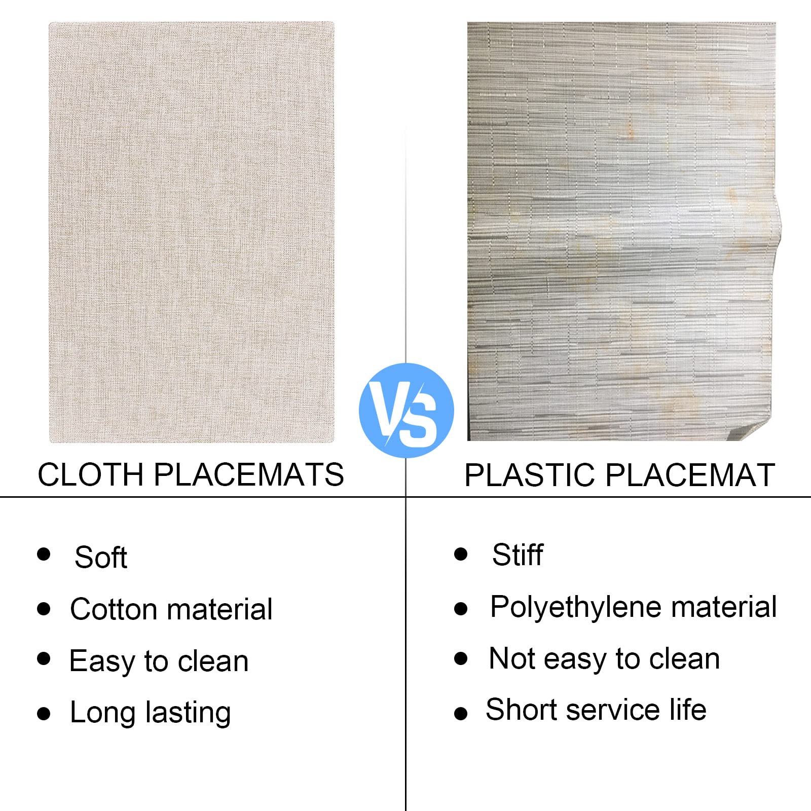 Premium Linen-Style Placemats Set of 6 - 12