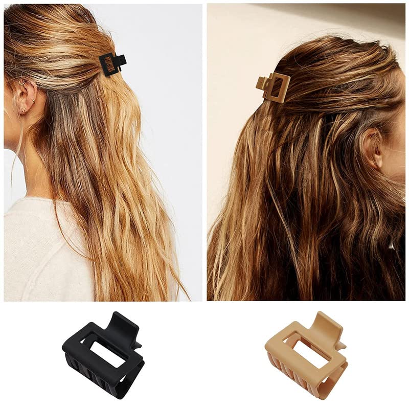 RECTYO GALLERY Small Hair Claw Clips for Women - 1.57 Inch Mini No Slip Square Hair Clips for Thin to Medium Hair | Perfect for Ponytails, Buns & Everyday Styling | Hair Accessories for Women & Girls