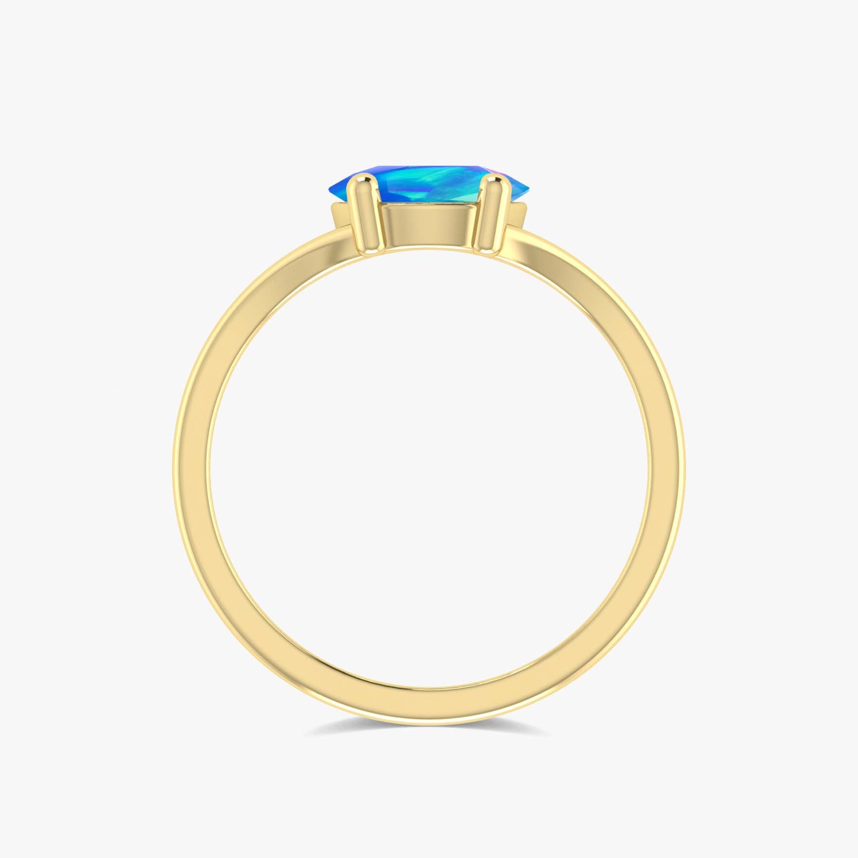 Faceted Blue Opal Statement Ring for Women - Elegant Round Gemstone Jewelry for Party, Wedding & Evening Wear
