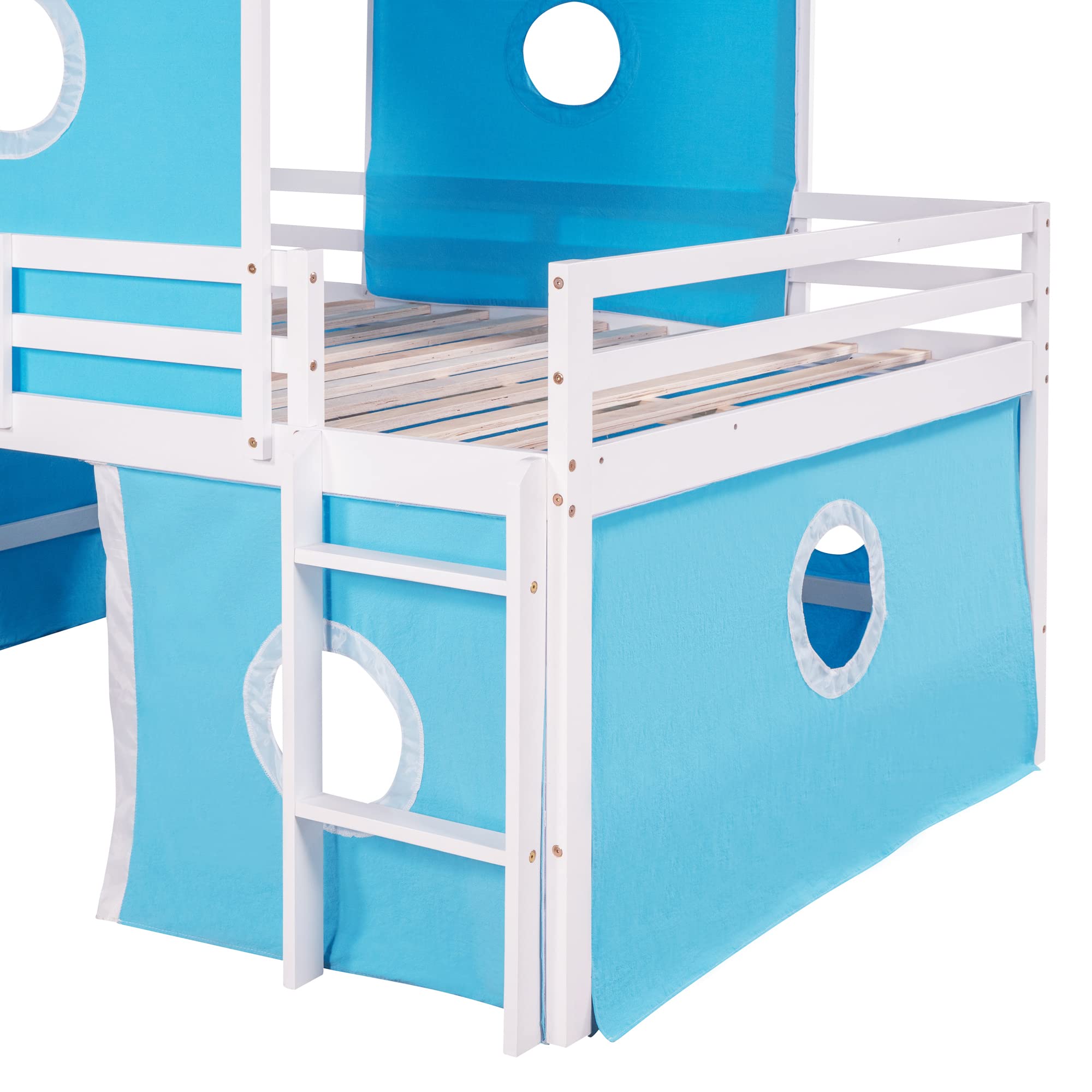 Harper & Bright Designs Full Size Kids Loft Bed with Slide, Tent & Ladder - Wooden Playhouse Bed Frame for Boys, Girls & Teens - Perfect for Small Bedrooms, Playrooms & Kids' Sleepovers (Full, Blue)