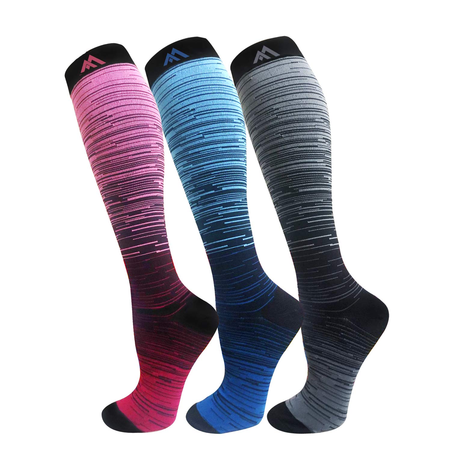 3 Pack Copper Compression Socks for Women & Men - Medical Grade Circulation Support Socks for Running, Athletic Performance & Recovery - Perfect for Nurses, Travelers & Athletes