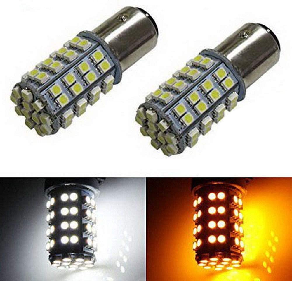 1157 Dual Color Switchback LED Bulbs - Front Turn Signal Lights (60 White/60 Amber) - Perfect for Car, Truck, Motorcycle & RV Lighting Upgrades