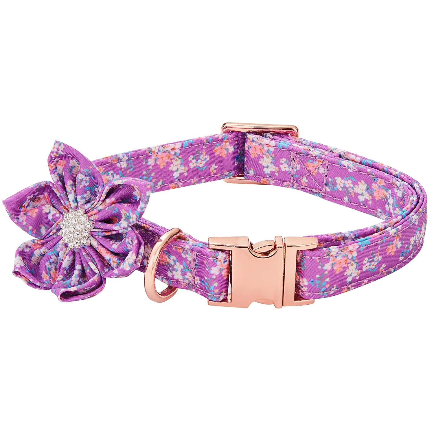 Premium Soft Padded Dog Collar with Daisy Flower Tie - 3 Stylish Patterns, Durable Metal Buckle for Small to Large Dogs (Purple, Large) - Perfect for Daily Walks, Training & Fashion Accessories for Your Pet