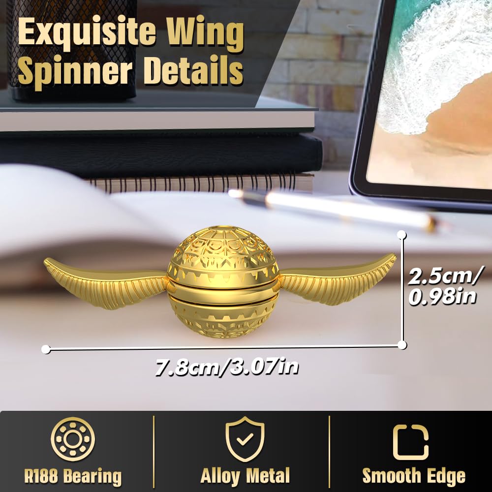 Golden Sphere Fidget Spinner Toy for Kids & Adults - Stress Relief Magic Orb Finger Spinner | Metal Desk Toy for School, Office, Home | Perfect for Easter Party Favors & Goody Bag Fillers (Great for Anxiety Relief, Focus & Classroom Fidgeting)
