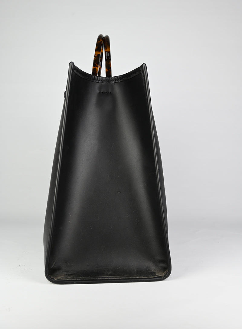 Fendi Black Leather Shopper Sunshine Tote Bag - Stylish & Spacious for Work, Travel & Everyday Use