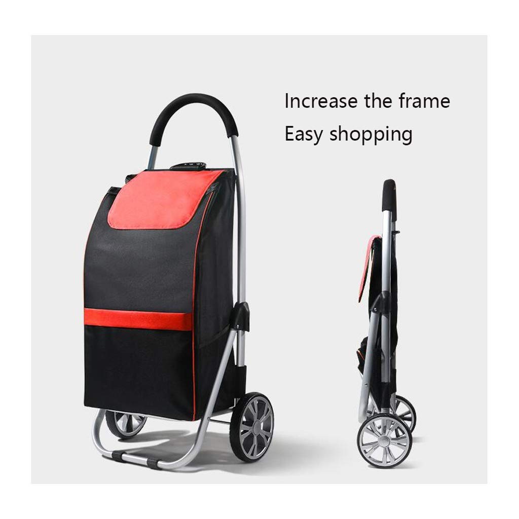 Foldable Collapsible Wagon Cart - Heavy Duty Portable Shopping Trolley with Removable Bag, Hand Pull Cart for Groceries, Beach, Picnic, Camping & Home Use (Blue)