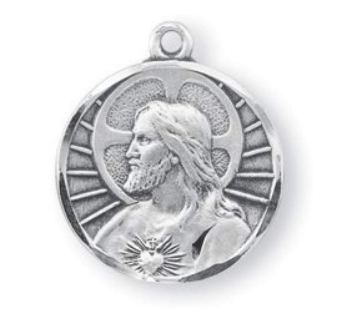 Religious Gifts - Sterling Silver Sacred Heart of Jesus Medal Pendant (3/4 Inch) - Perfect for Baptism, First Communion & Spiritual Protection