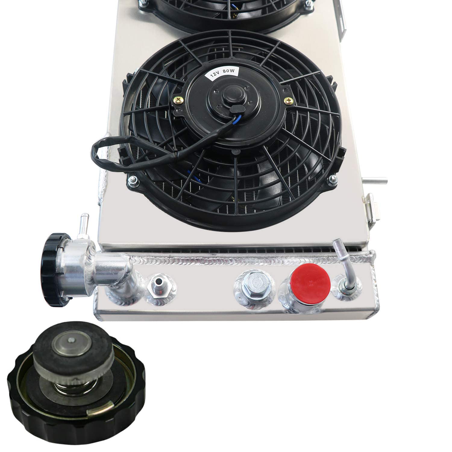 4 Row Aluminum Radiator Shroud with Fan Relay - Compatible with 1991-2001 Jeep Cherokee XJ, Comanche, Wagoneer (2.5L L4 & 4.0L L6, AT/MT) - Perfect for Off-Roading, Overheating Protection & Engine Cooling