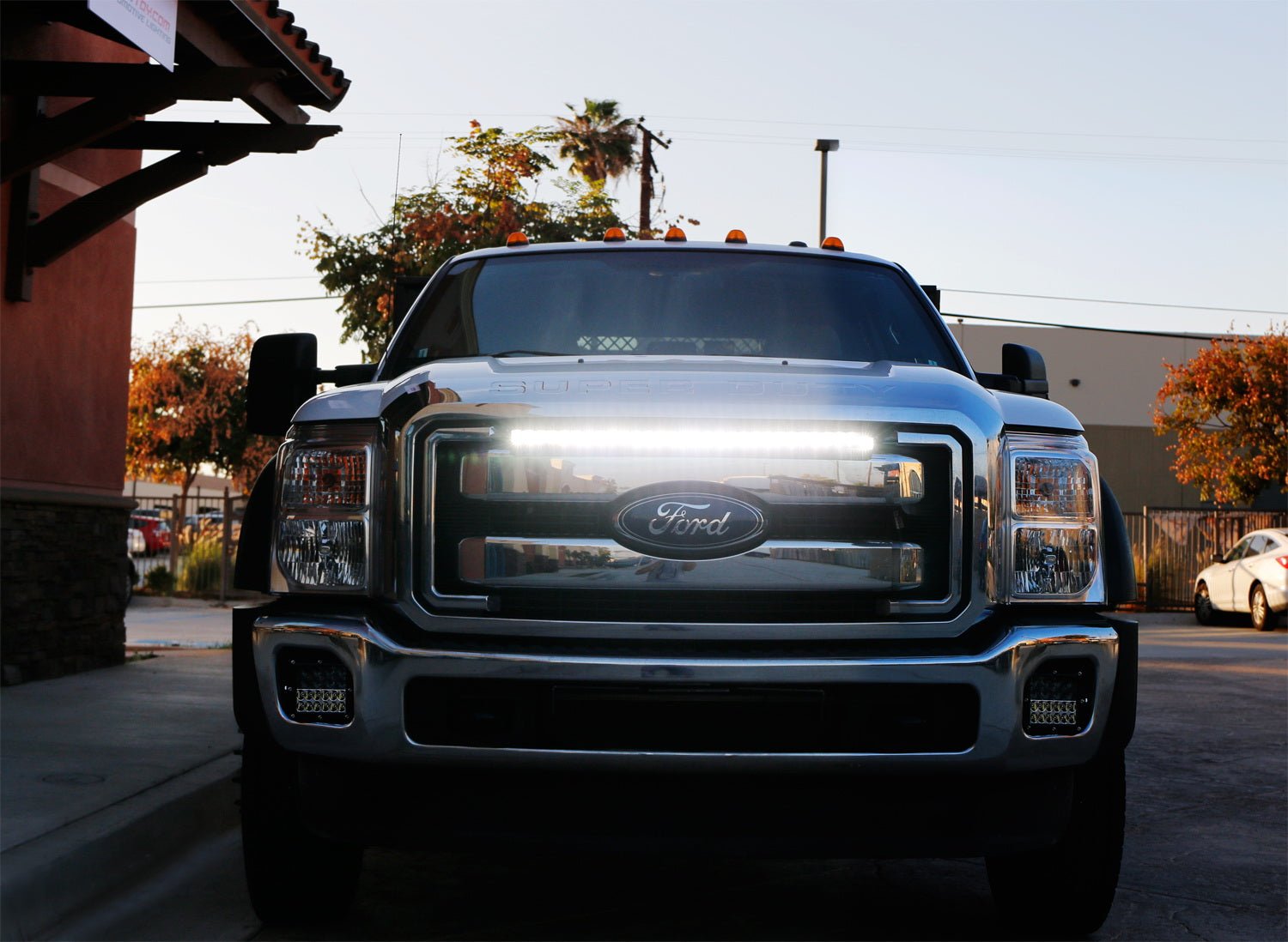 150W 30-Inch LED Light Bar with Behind Grille Mount Bracket & Wiring Kit - Compatible with 2011-2016 Ford F250 F350 Super Duty Trucks - Perfect for Off-Roading, Camping & Night Driving