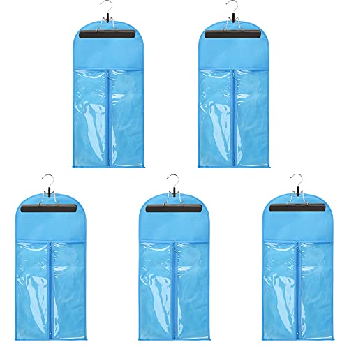 5pcs Blue Wig Bags+5pcs Black Hangers