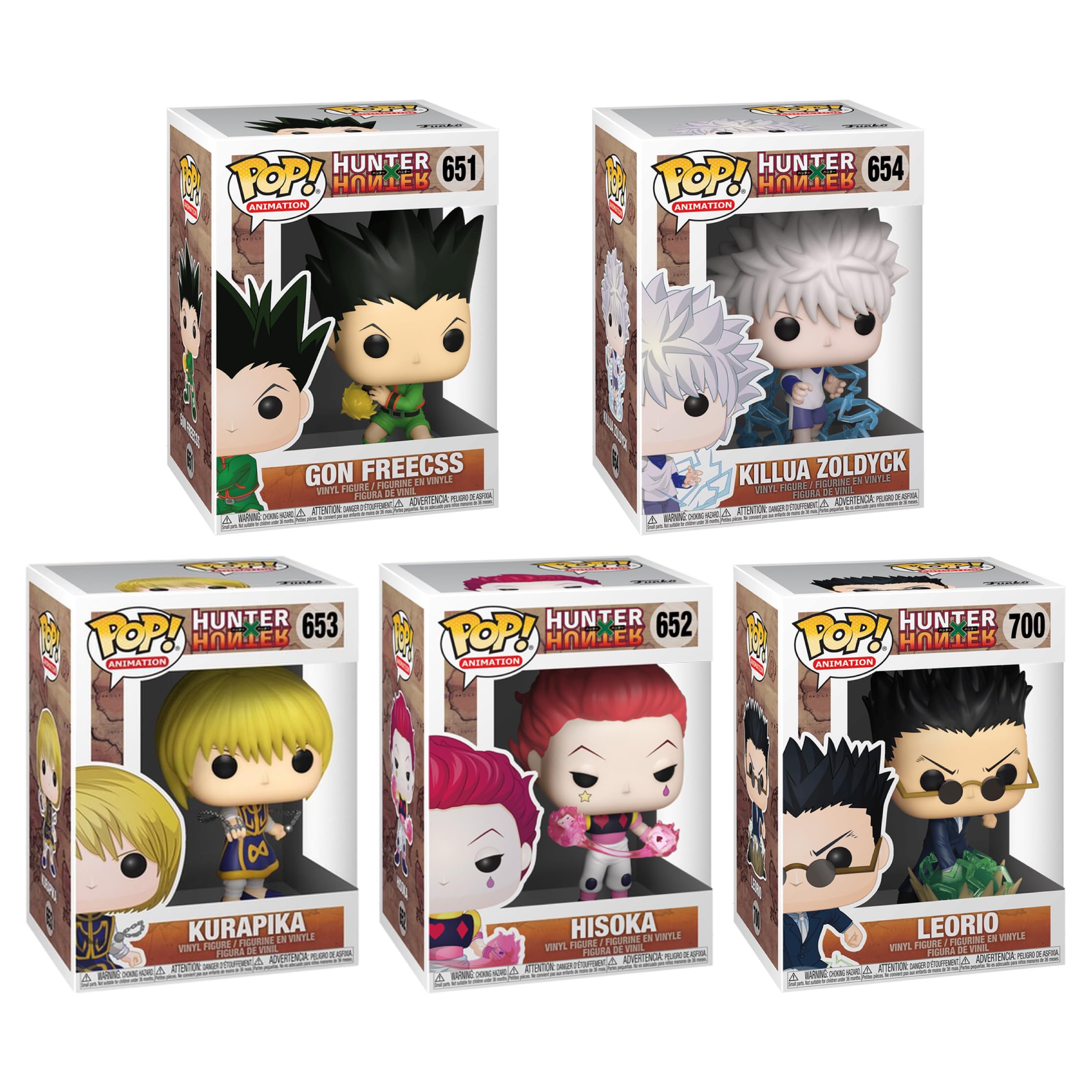 Funko Pop! Hunter X Hunter 5-Pack Bundle - Gon Freecs, Killua Zoldyck, Hisoka, Kurapika & Leorio Collectible Vinyl Figures | Anime Merchandise for Fans, Gift for Collectors, Room Decor