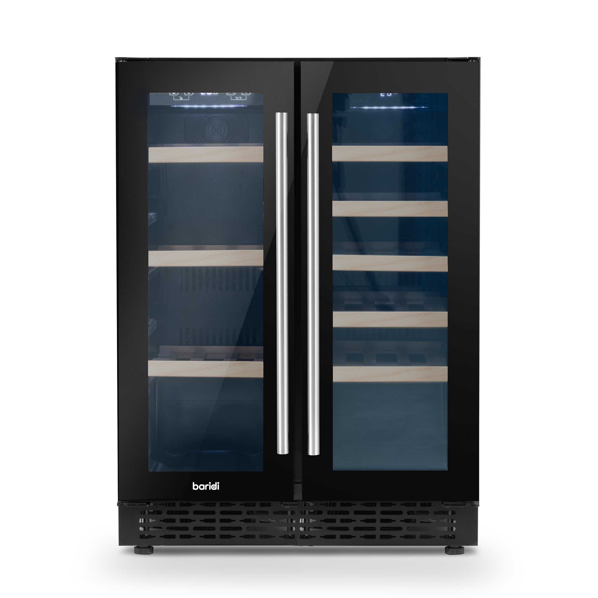 Baridi 40 Bottle Dual Zone Wine Cooler & Beverage Refrigerator - Freestanding or Under Counter for 120 Cans - Perfect for Home Bars, Kitchens & Entertaining Spaces