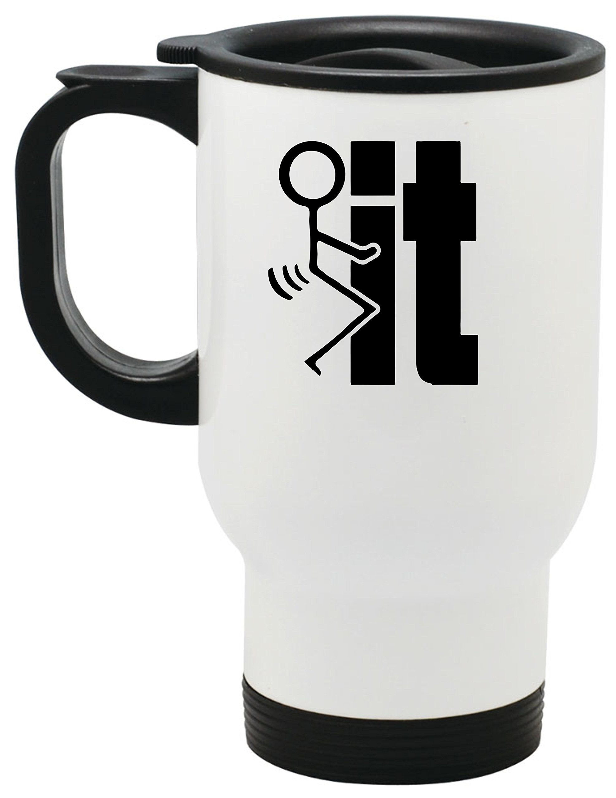 Fock It Funny Stainless Steel Travel Mug - 14 oz Insulated Coffee Tumbler with Lid - Perfect for Office, Commuting & Outdoor Adventures