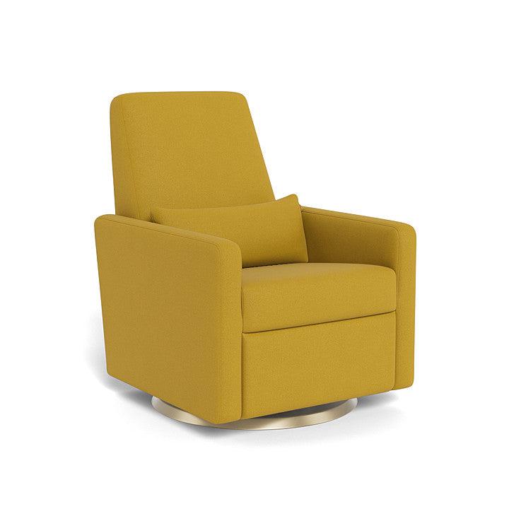 Monte Design Grano Glider Recliner Chair with Matte Gold Swivel Base - Modern Nursery Rocker for Baby Room, Living Room & Bedroom Comfort