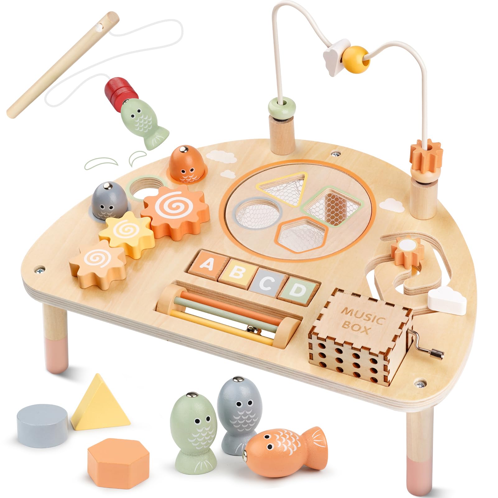 Montessori Wooden Activity Table for 1-3 Year Olds - 8-in-1 Sensory Play Table for Toddlers, Learning Toys for Babies 12-18 Months - Perfect 1st Birthday & Christmas Gift for Boys & Girls | Ideal for Early Childhood Development & Interactive Playtime at Home