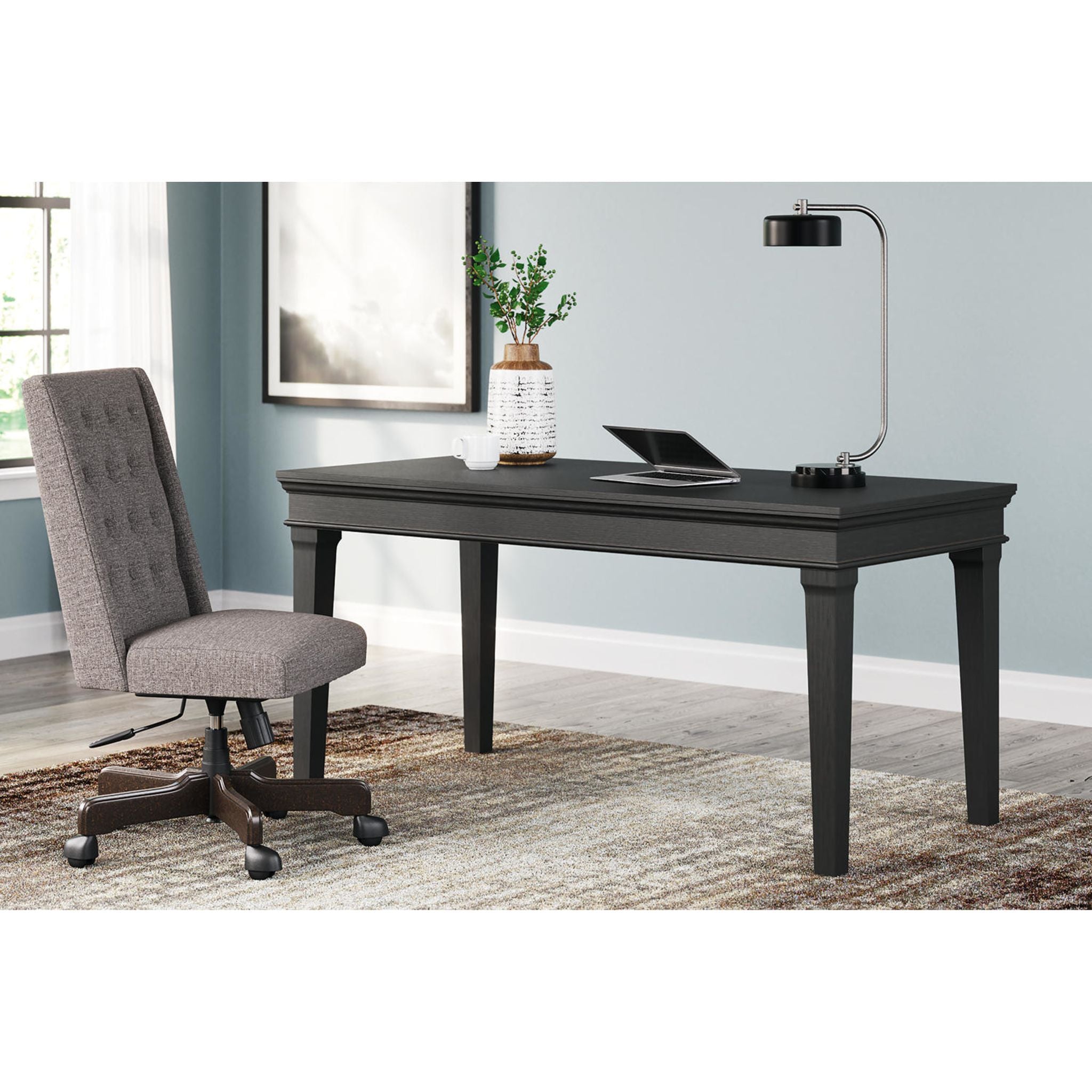 Beckincreek Black Office Desk - Modern Writing Desk for Home & Office Workspace, Study, and Small Spaces