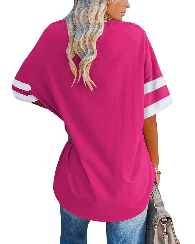 Ebifin Women's Oversized V-Neck T-Shirt - Half Sleeve Loose Fit Cotton Tunic Top for Casual Wear | Summer 2024 Fashion | Perfect for Lounge, Beach & Everyday Outfits