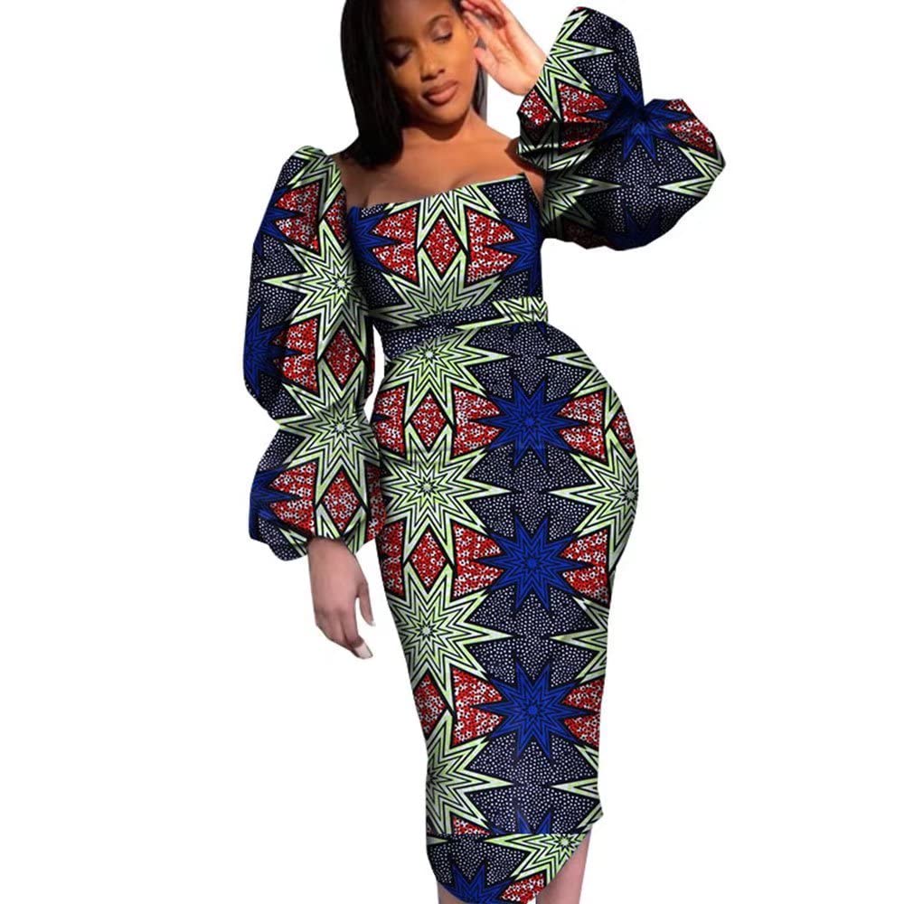 African Traditional Dashiki Dresses for Women - Long Sleeve Below Knee Sexy Dress - Perfect for Cultural Events, Weddings & Festivals