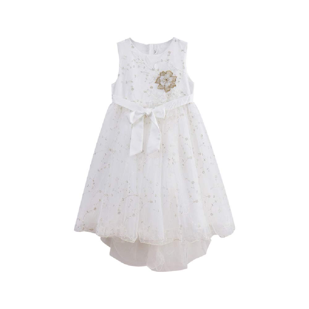 Quenny Girls' Summer Solid Color Mesh Princess Dress - White Korean Style Sleeveless Baby Dress for Toddlers | Perfect for Birthday Parties, Photo Shoots & Special Occasions (Size S)