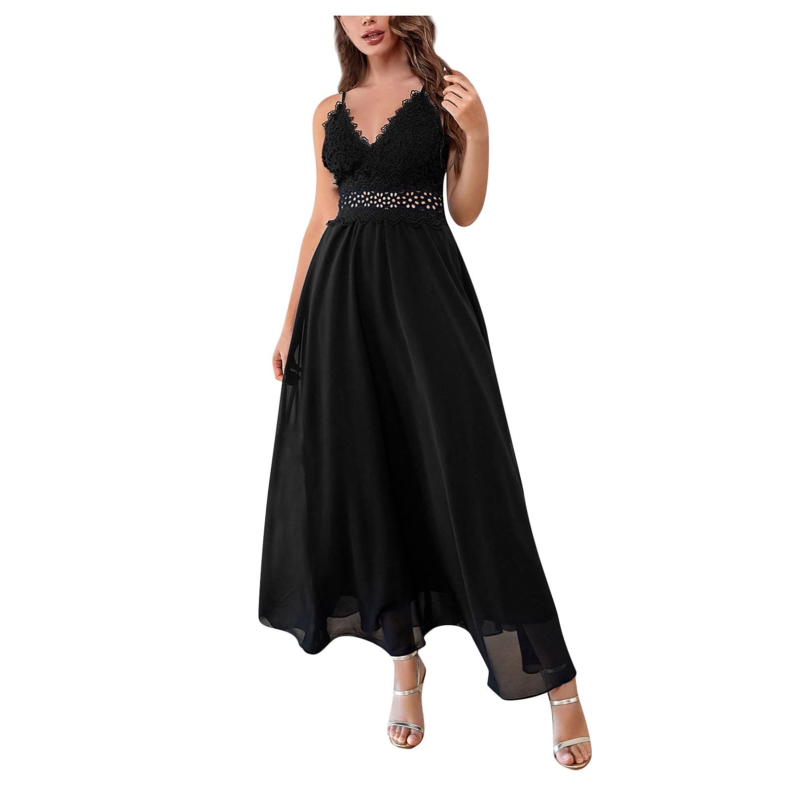 Elegant Off Shoulder Lace Panel Swing Midi Dress for Women - Knee Length Summer Party Cocktail Dress for Date Night & Special Occasions