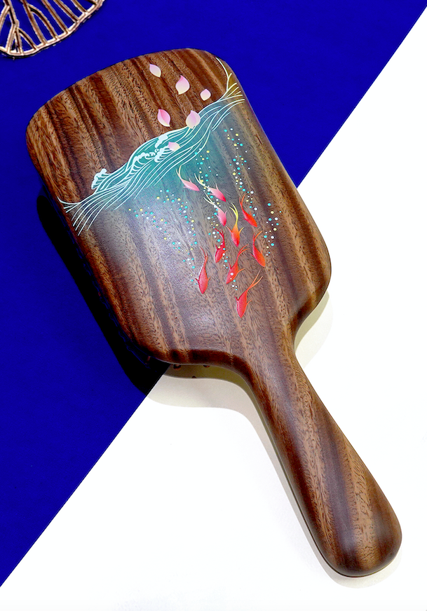 Premium Carp Jumping Paddle Hair Brush - Detangling & Styling for All Hair Types - Perfect for Salons, Home Use & Travel