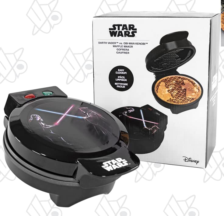 Star Wars Darth Vader vs Obi-Wan Kenobi Waffle Maker - Dual-Sided Battle Waffle Iron for Star Wars Fans - Perfect for Breakfast, Themed Parties & Collectors