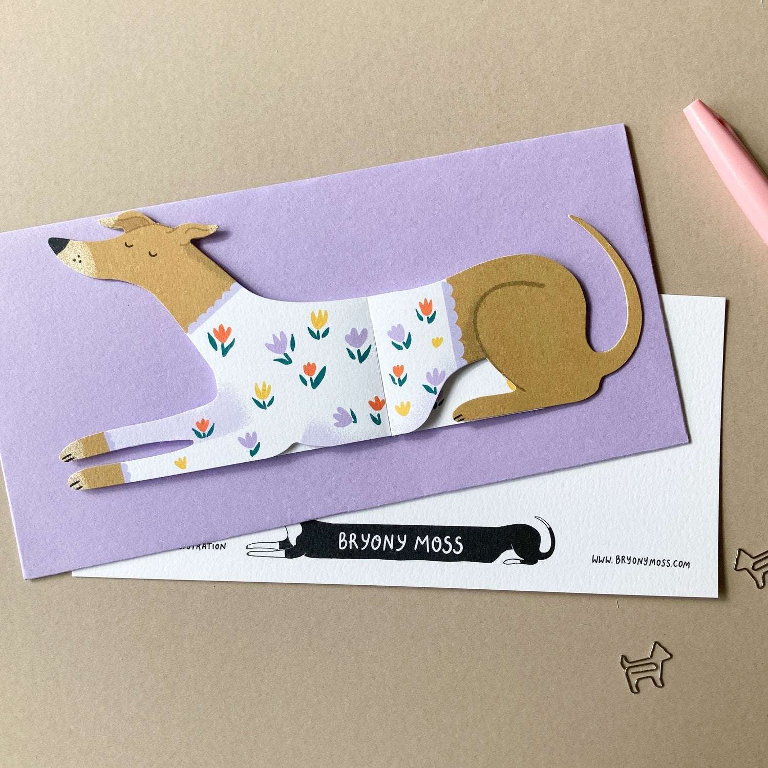 Bryony Moss Long Doggo Bunny Card - Cute Animal Greeting Card for Birthdays, Thank You, and Special Occasions - Perfect for Dog and Bunny Lovers