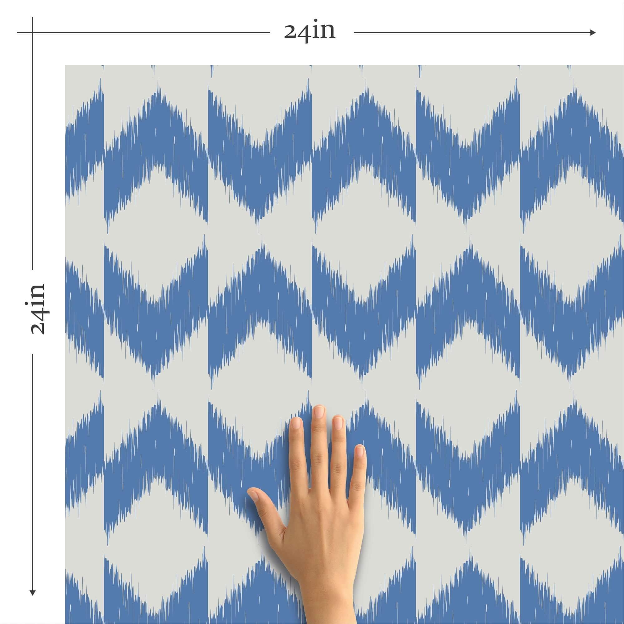 Blue Ikat Geometric Peel and Stick Removable Wallpaper 5475 - Self-Adhesive Wall Decor for Bedroom, Living Room & Nursery - Easy to Install & Remove