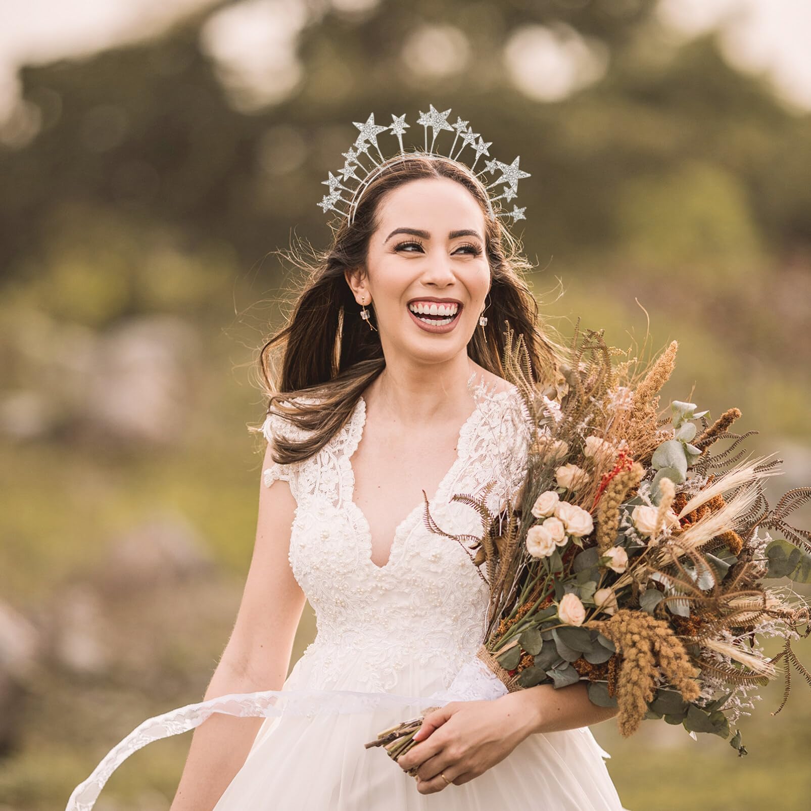 Sparkling Crystal Star Tiara Headband - Elegant Rhinestone Bridal Crown for Women & Girls | Perfect for Weddings, Christmas, New Year, Birthday Parties & Holiday Celebrations