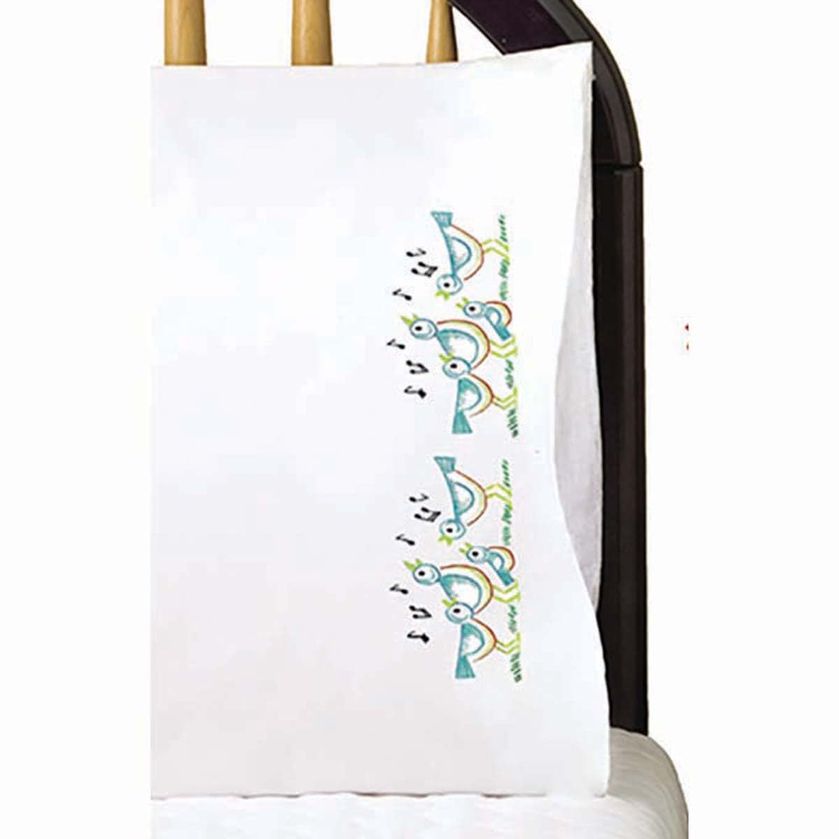Tobin Song Birds Embroidered Pillowcases - Elegant Floral Bird Design for Home Decor, Bedroom & Living Room