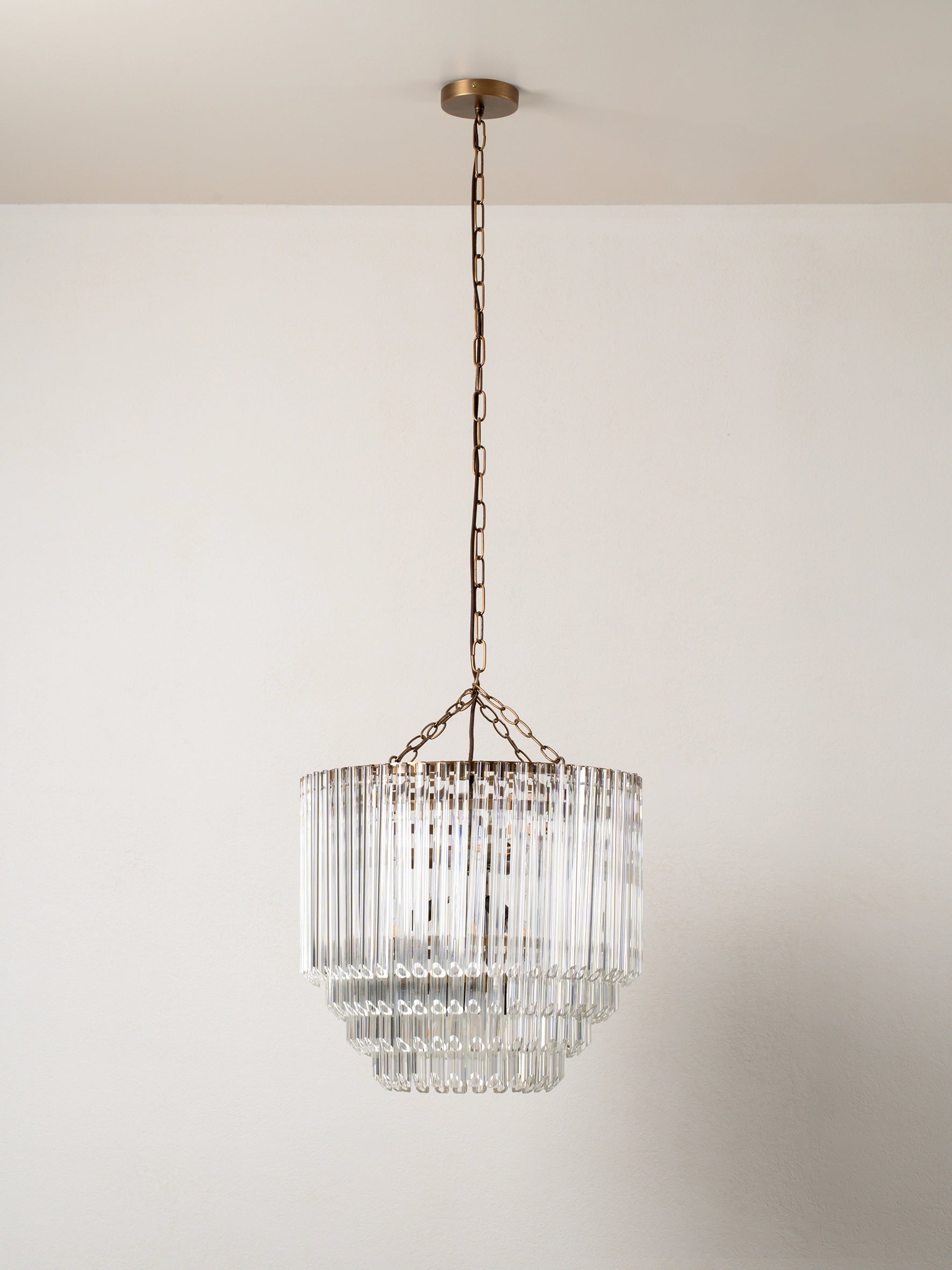 Petalia 9-Light Aged Brass and Clear Glass Tube Tall Chandelier - Elegant Dining Room Lighting for Modern Farmhouse & Luxury Home Decor