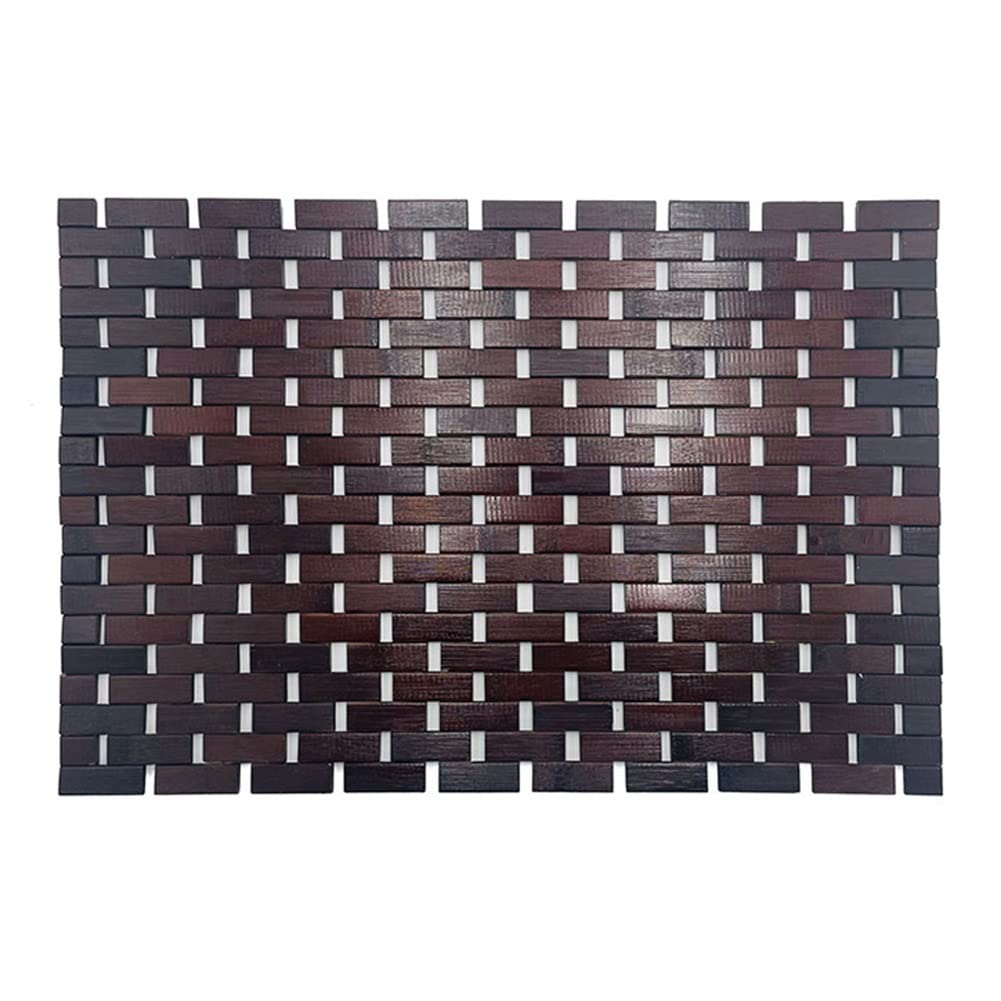 Natural Bamboo Wood Bath Mat - Foldable & Quick Drying Bathroom Floor Mat for Shower, Sauna, Poolside - Non-Slip Water Absorbent Rug (60x90cm, Brown) - Perfect for Spa, Gym Locker Room & Outdoor Use
