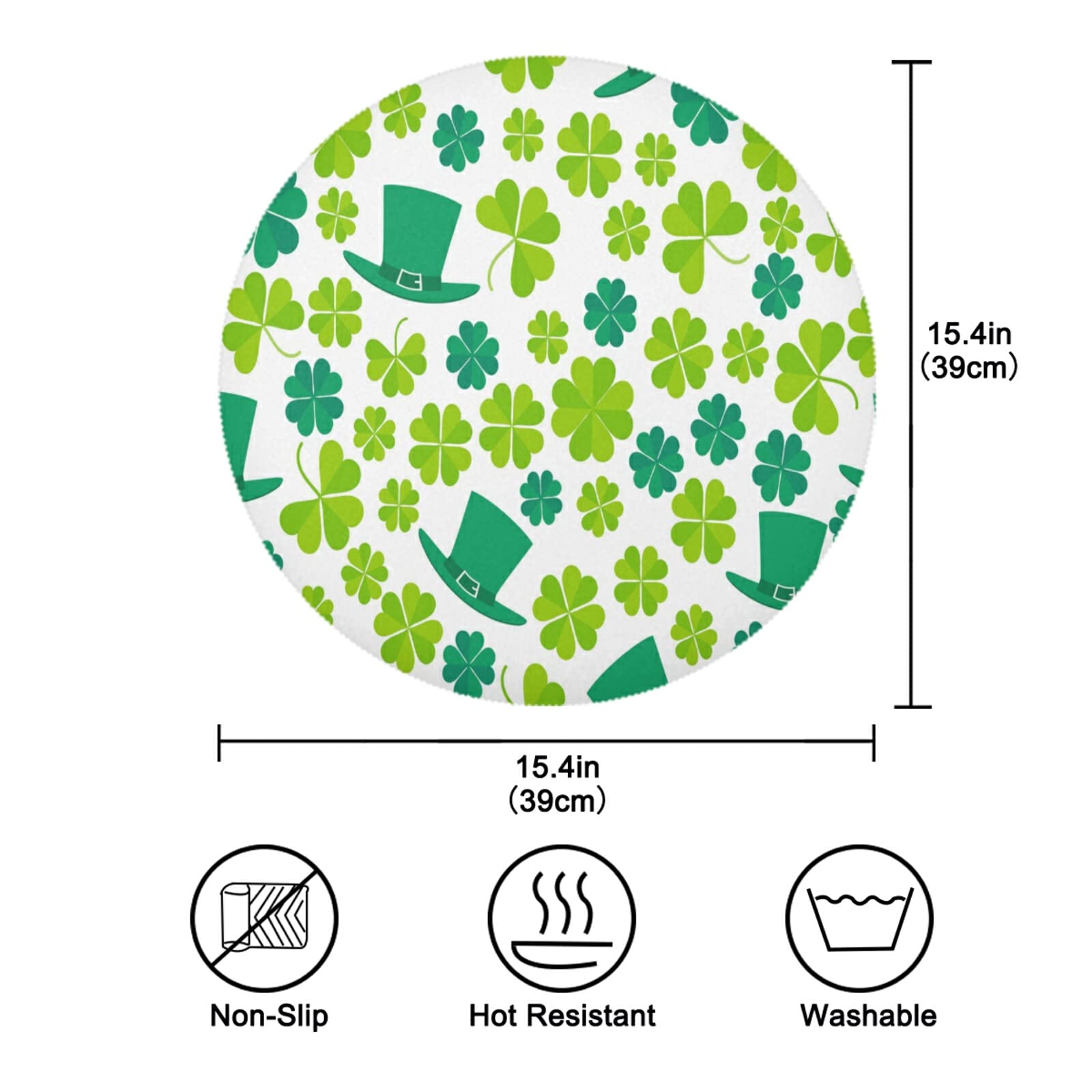 4 Pack St. Patrick's Day Shamrock Placemats - Heat-Resistant Washable Table Mats for Kitchen Dining - Perfect for Irish Themed Parties, Holiday Decor & Everyday Use