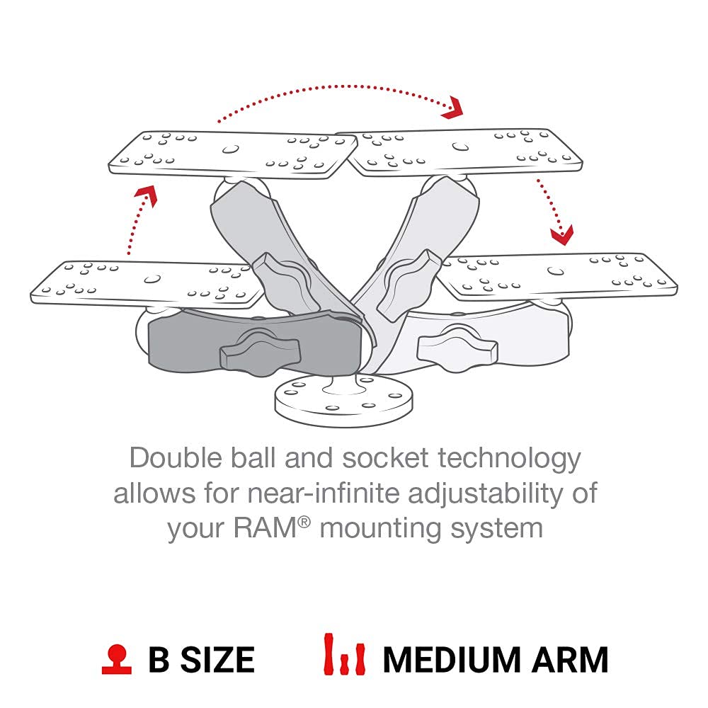 RAM Mounts Garmin Marine Electronic Mount RAM-B-111U with Medium Arm - Compatible with Select Garmin Devices for Boating and Marine Navigation