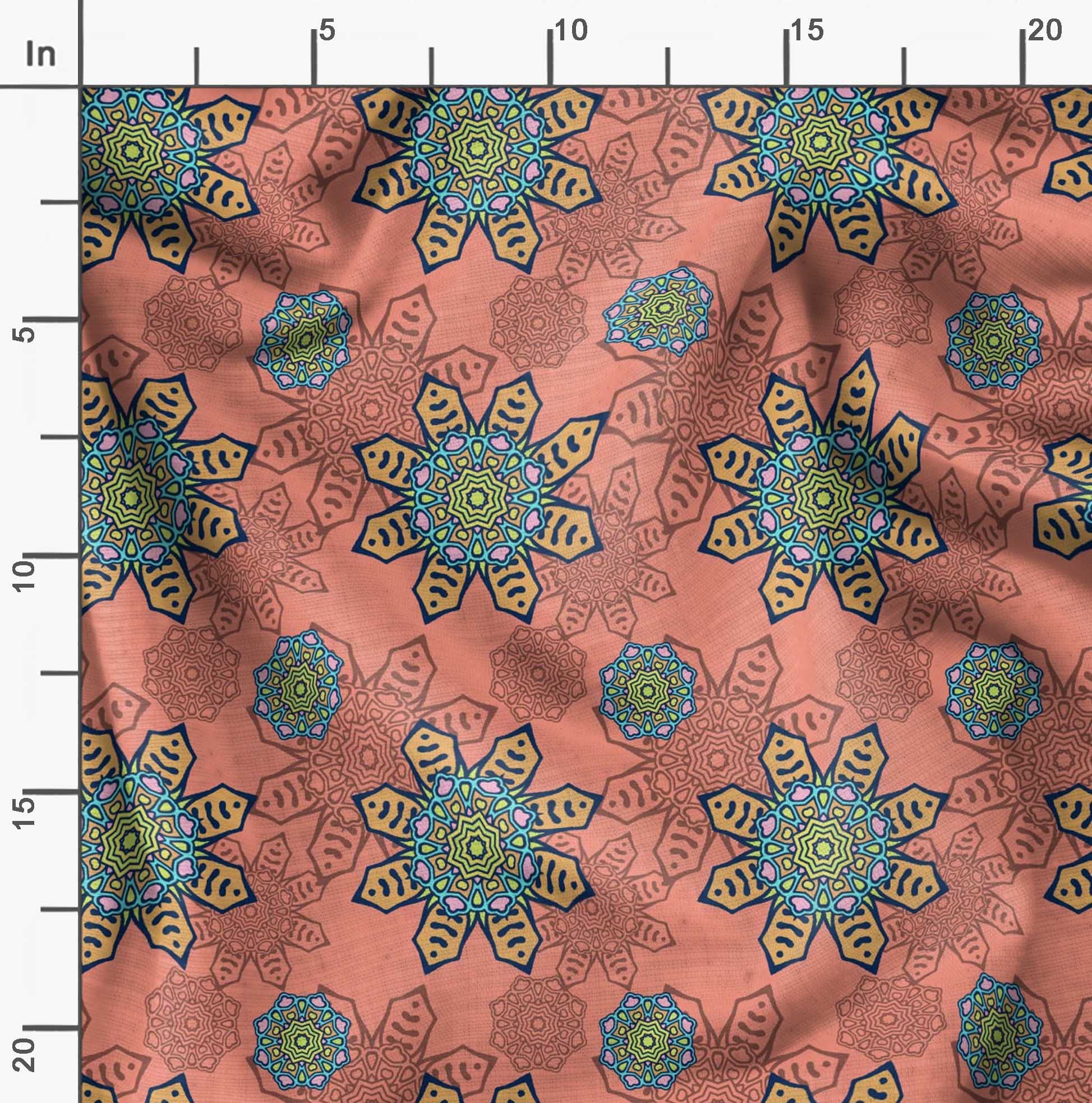 Soimoi Moss Georgette Brown Fabric by The Yard - 42 Inch Wide Aboriginal Mosaic Inspired Printed Textile for DIY Crafts, Home Decor & Cultural Projects - Soft Drape Material for Dresses, Curtains & Artistic Creations