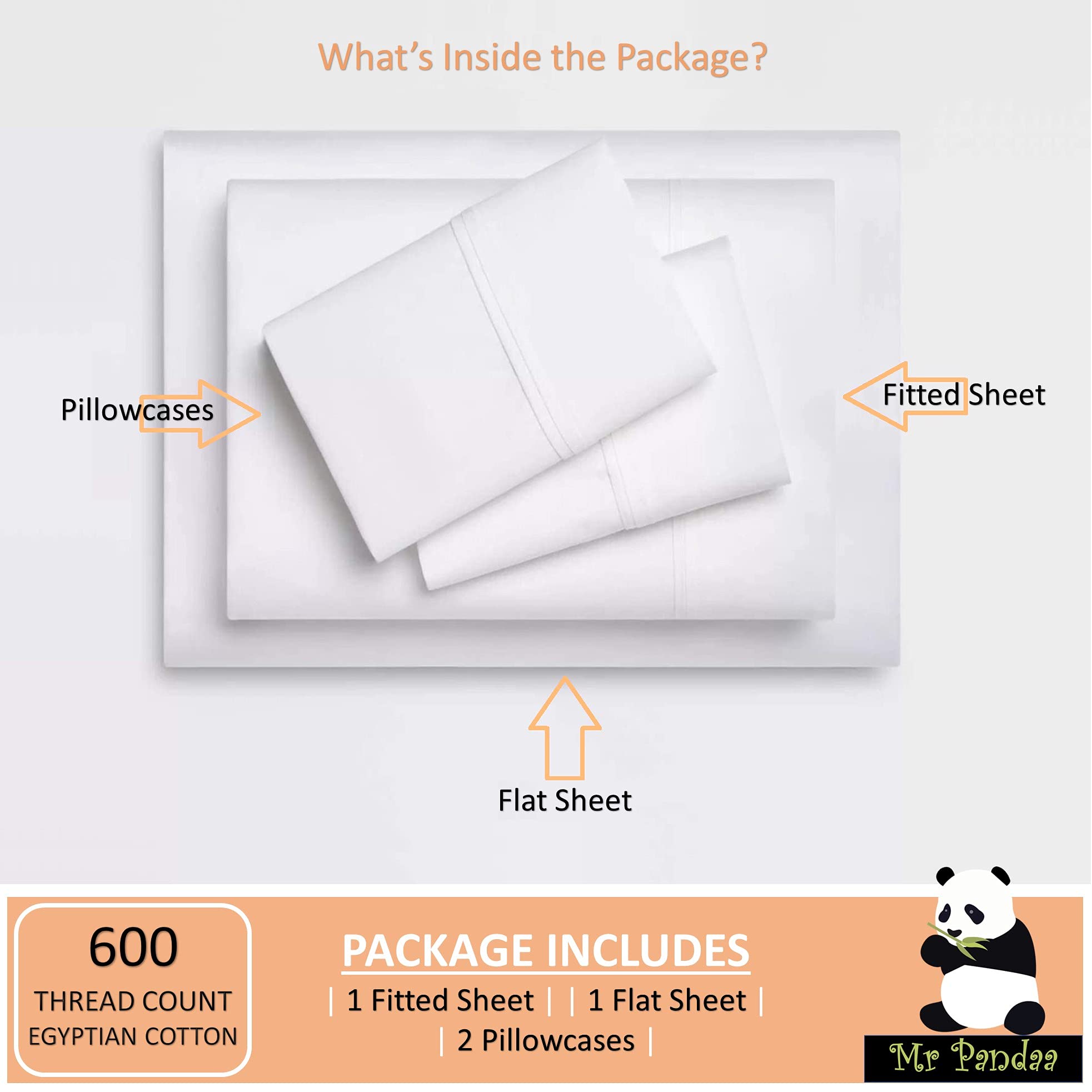 Luxury 600-Thread-Count 100% Egyptian Cotton Queen XL Sheet Set - Super Soft, Cooling, Breathable & Durable 4-Piece Bedding for Deep Pockets (Up to 12
