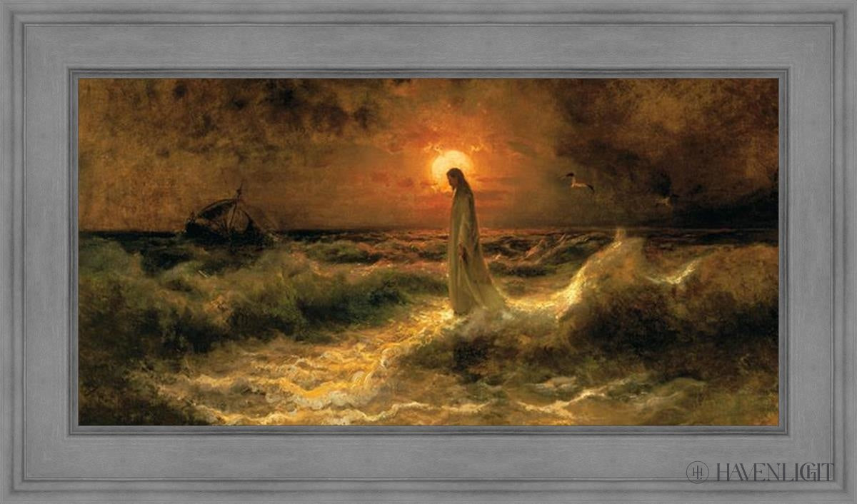 Christ Walking On The Water - Religious Wall Art Decor for Home, Church & Office - Inspirational Christian Painting for Faith-Based Interiors