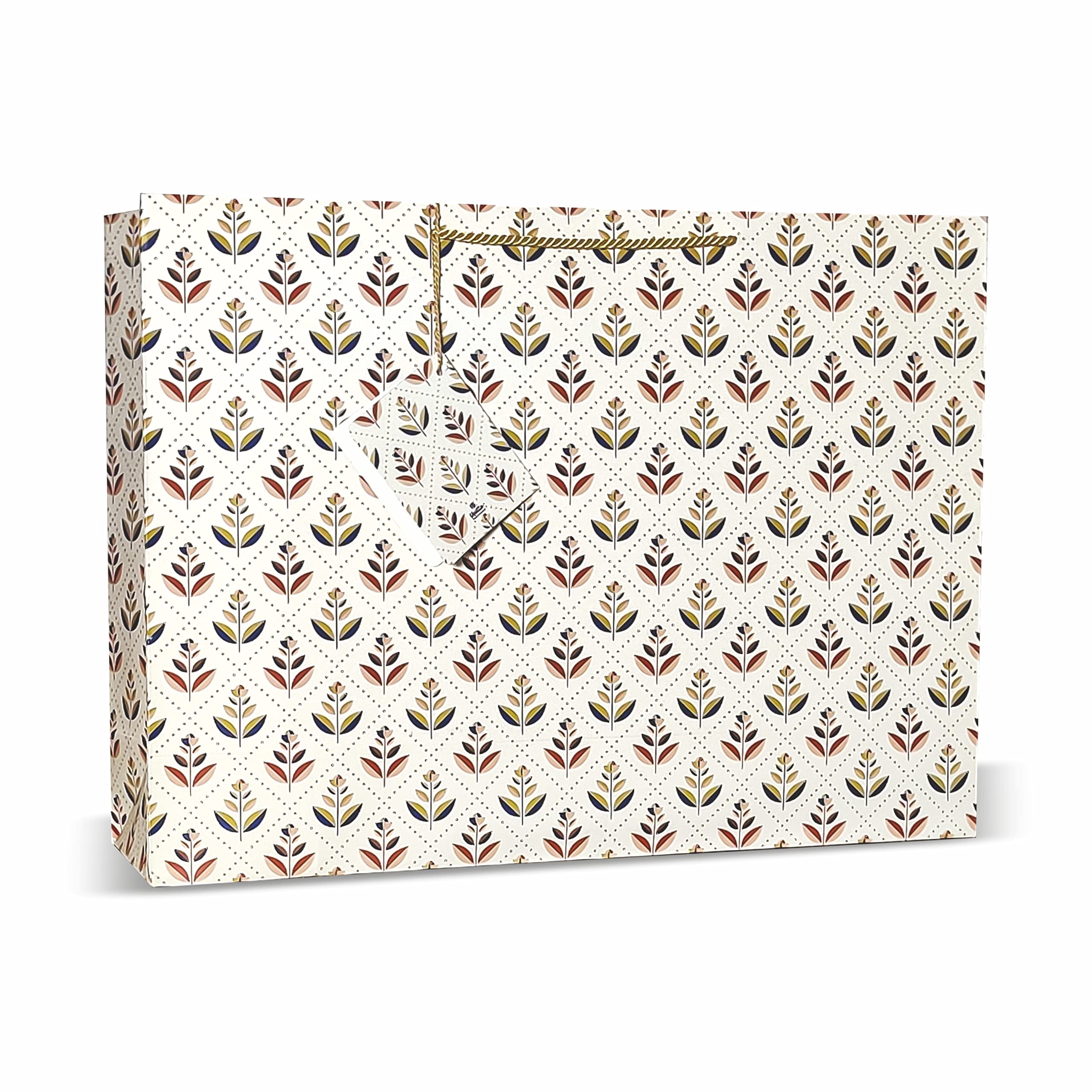 VESTTA Premium Extra Large Gift Bags 17x5x13 Inches - Elegant Indian Roses Design with Matte Finish - Perfect for Weddings, Birthdays, Diwali & Christmas - Includes 5 Gift Tags - Ideal for Party Favors, Corporate Gifts & Holiday Presents