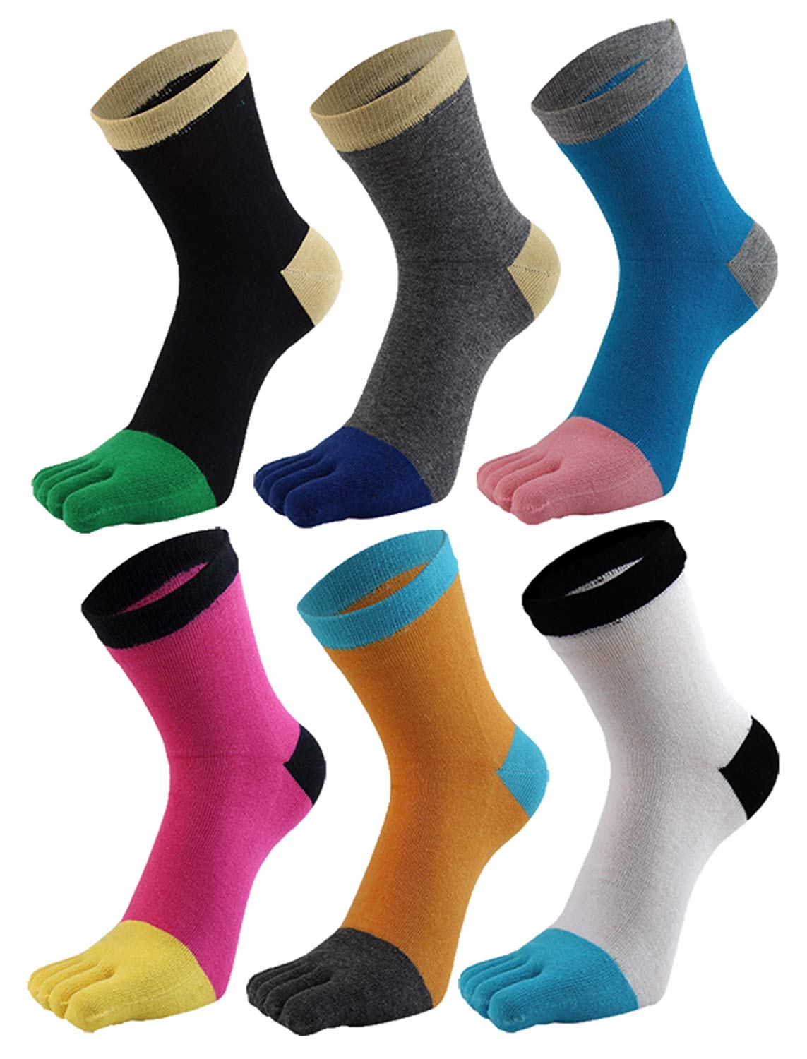 HONOW Women's Low Cut Toe Socks - 5/6 Pack Breathable Cotton Ankle Running Socks for Yoga, Gym & Outdoor Sports