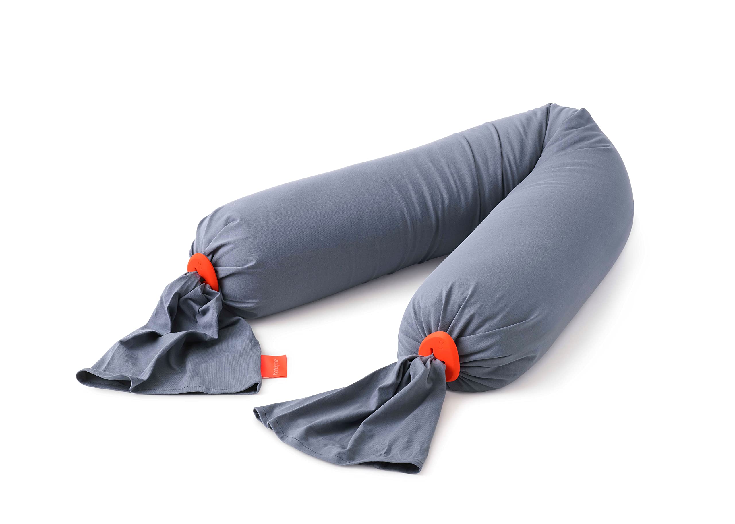 BBhugme Pregnancy Body Pillow - Organic Non-Toxic Maternity Pillow for Back, Hip & Belly Support - Adjustable Full Body Pillow for Sleeping Comfort - Machine Washable Jersey Cover - Oeko-TEX & TOXPROOF Certified, BPA Free - Dusty Blue/Orange - Perfect for Pregnancy Sleep, Nursing & Postpartum Recovery