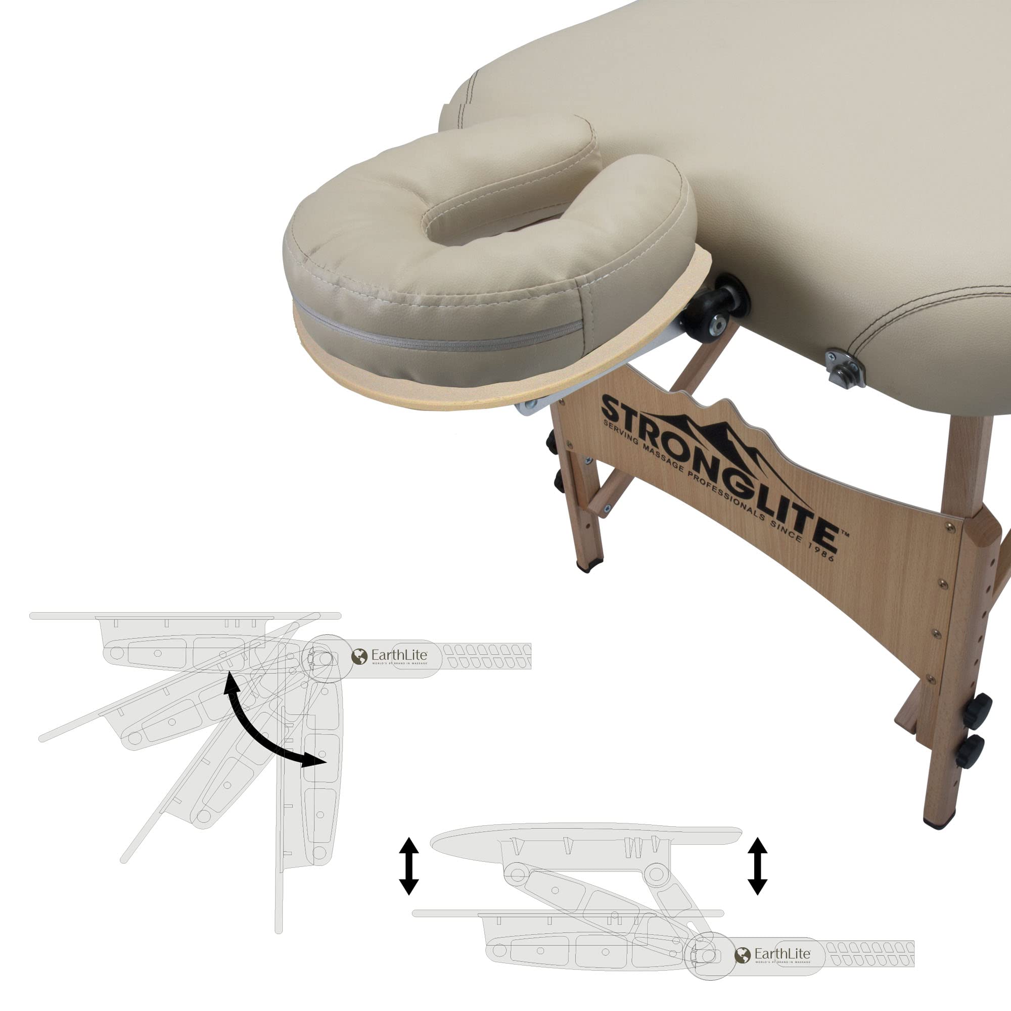 STRONGLITE Portable Massage Table with Adjustable Face Cradle - Professional All-in-One Therapy Table Set Includes Pillow, Half Round Bolster & Carrying Case - Perfect for Home Spa, Chiropractic Clinics & Mobile Massage Therapists (Black)