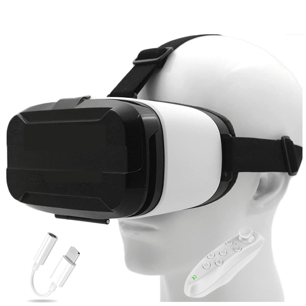 3D VR Headset with Bluetooth Controller - Compatible with iPhone 13 Pro Max/13 Pro/13/12/11, Samsung Galaxy S21, Huawei & Xiaomi Series - Immersive Virtual Reality Experience for Gaming, Movies & VR Content (iOS/Android)